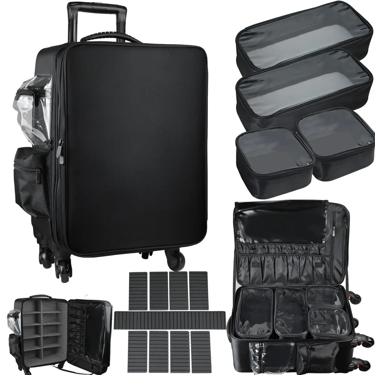 valise de maquillage professionnelle à roulettes, trolley de voyage pour cosmétiques, organisateur de maquilla