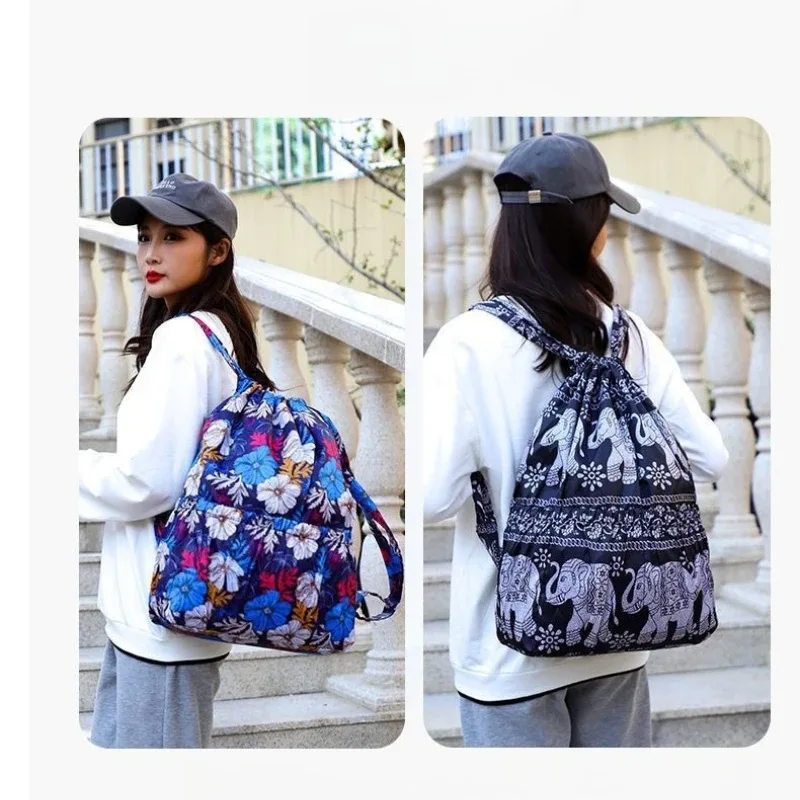 sac à dos de sport de plein air léger de grande capacité, sac à dos polyvalent en nylon avec cordon de serrage pour femmes