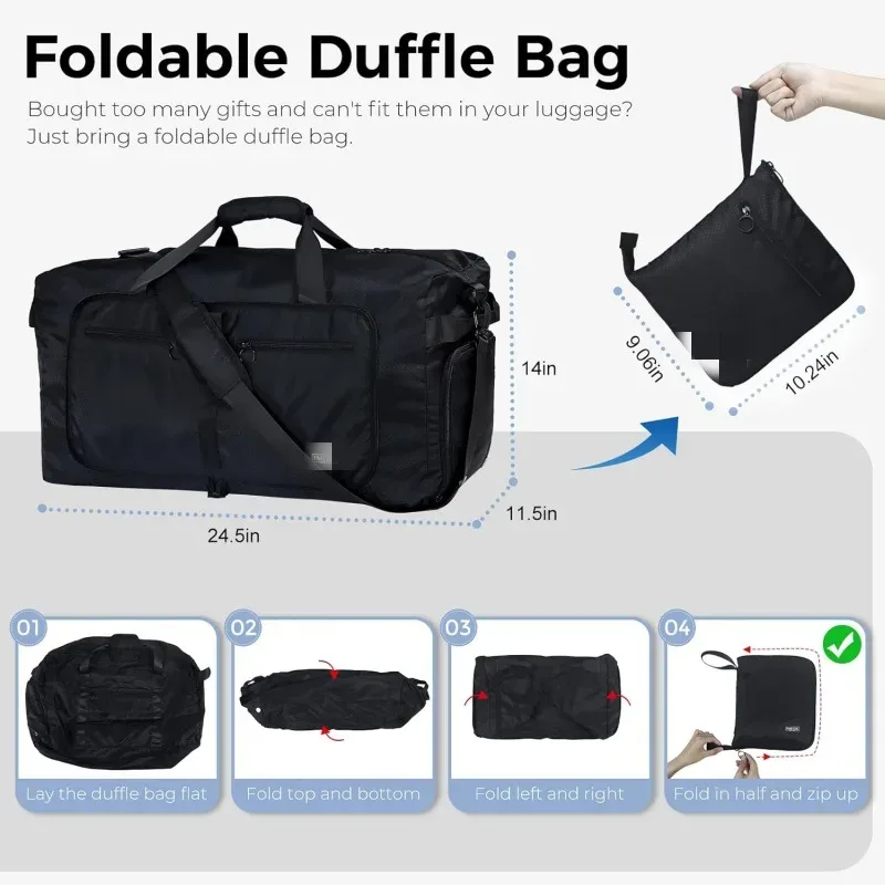 Sac de voyage pliable, sac de sport, sac de gym avec compartiment pour chaussures, sac à main avec séparation humide/sec