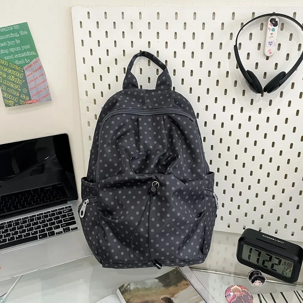 sac à dos coréen à pois pour femmes, sac à dos léger en nylon, sac d'école pour étudiants, utilisation en voyage