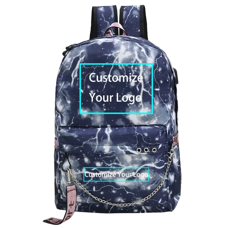 personnalisez votre logo image sac à dos pour adolescents sacs d'école pochette d'ordinateur usb charge sac de voyage sac a dos mochilas para hombre