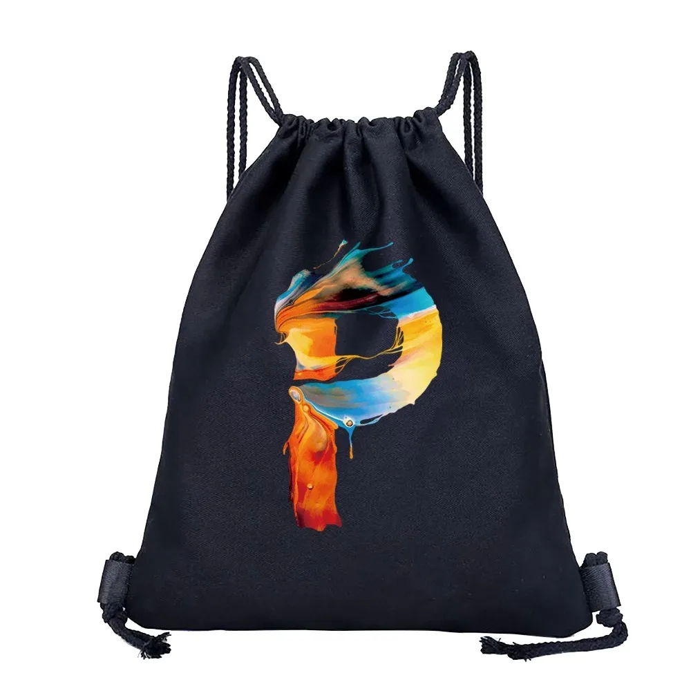 26 initiales impression sac à cordon sac à dos hommes et femmes plage sport voyage sac à dos enfant cadeau fournitures sac portable divers sac