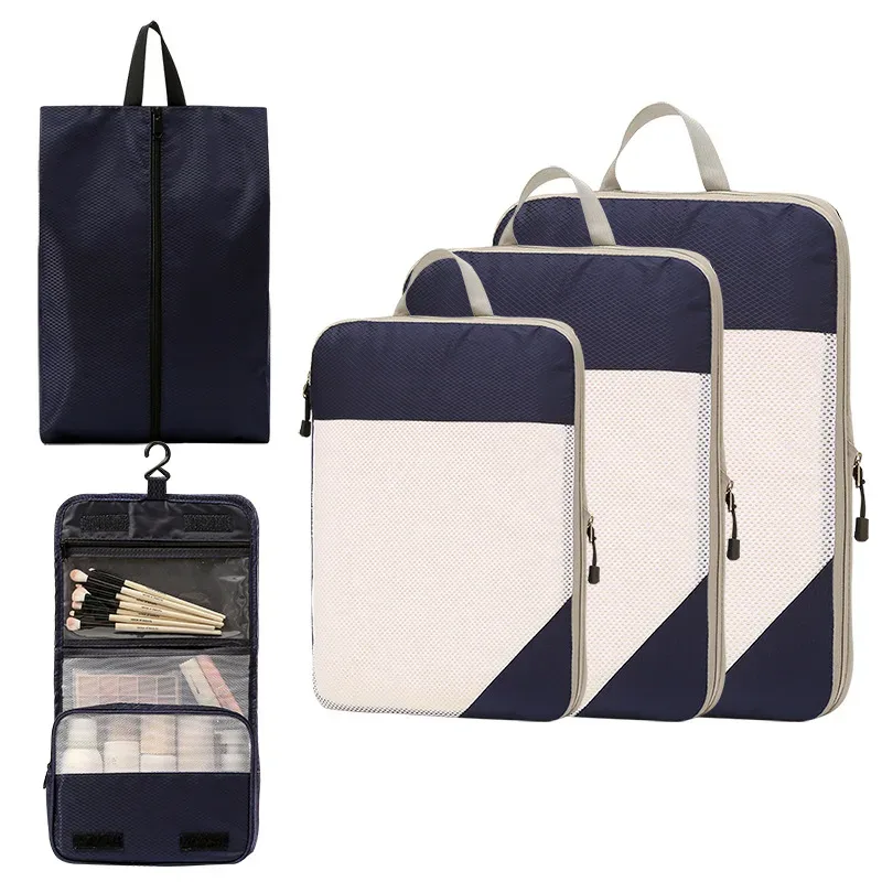 sac de rangement de voyage pour placard, bagages de voyage pour vêtements, chaussures, articles de toilette, cosmétiques, cubes d'emballage anti-poussière, sac de compression