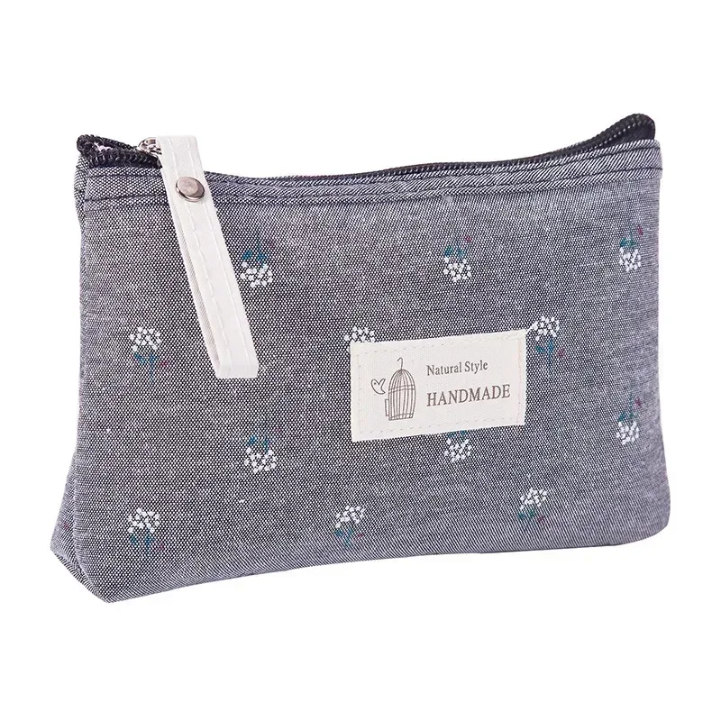 sac à cosmétiques en toile souple imprimé à pois pour femmes, mignon, organisateur de produits de toilette, sacs de maquillage portables, étui de rangement de voyage