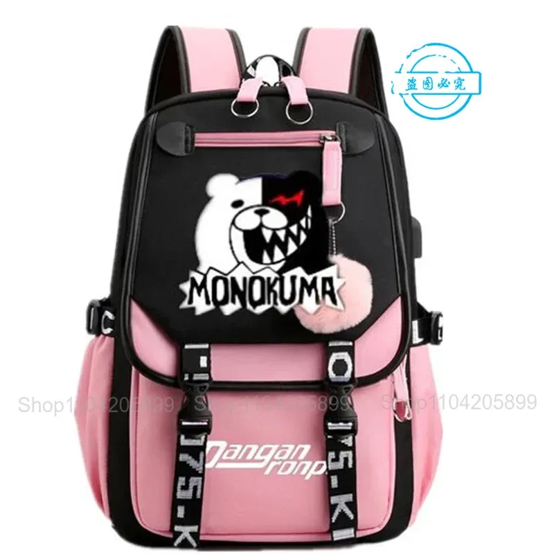 sac à dos danganronpa anime mochila, sac d'école pour étudiants, sac de voyage avec port usb, sacoche décontractée pour ordinateur portable, grand sac messager, cadeau