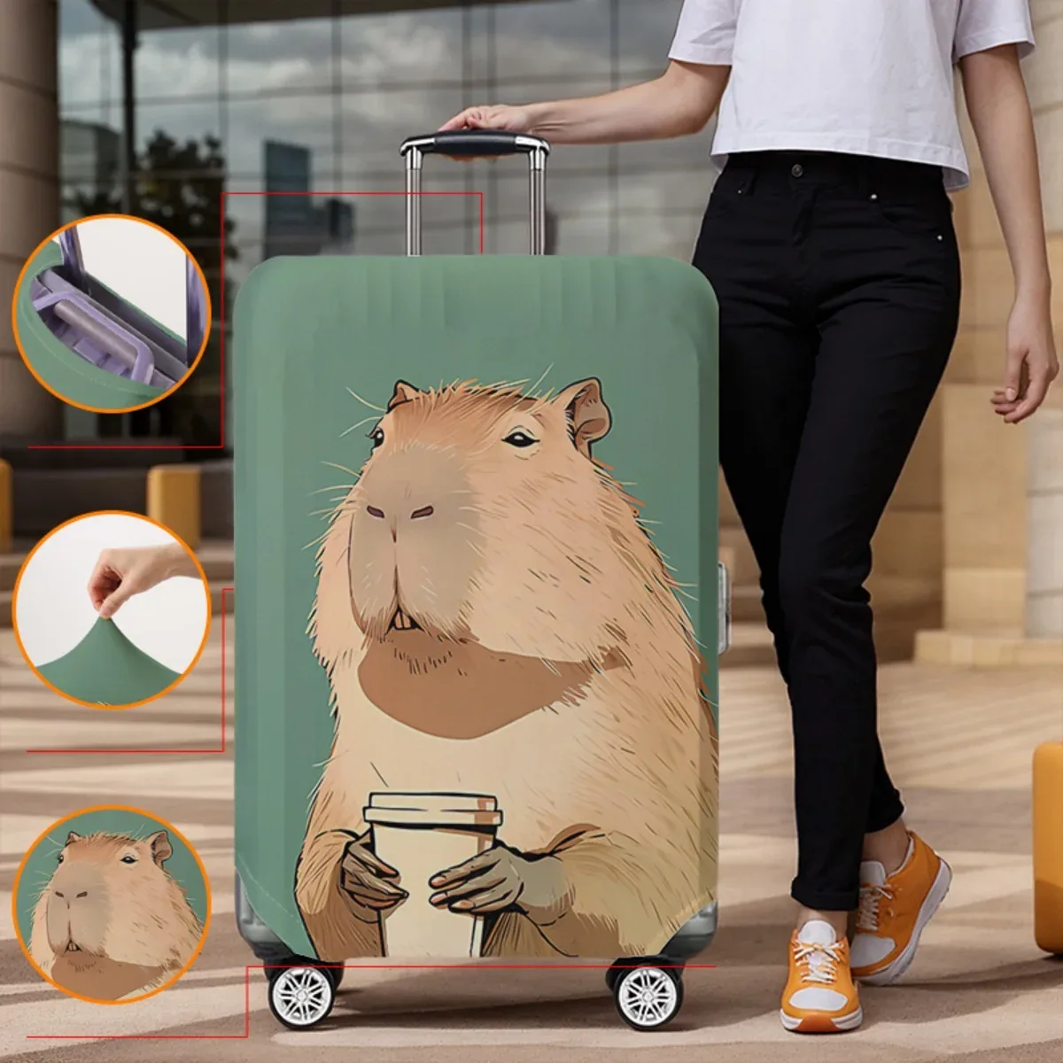 housse de protection pour bagages à motif animal, ensemble adapté aux bagages de 18 à 32 pouces, housse de poignée de valise, accessoires de voyage