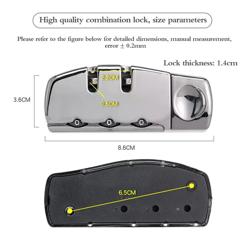 cadenas de valise numérique à combinaison à 3 chiffres, réinitialisable, pour bagages de voyage