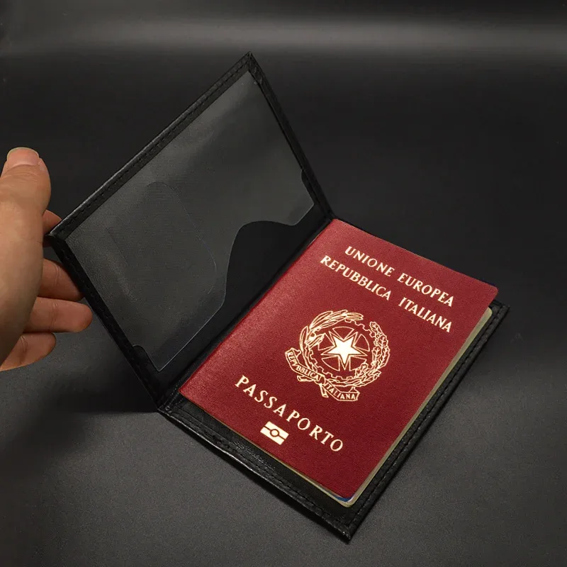 housse de passeport italienne de qualité supérieure pour femme, étui de voyage en cuir pu noir pour passeport, porte-passeport de voyage