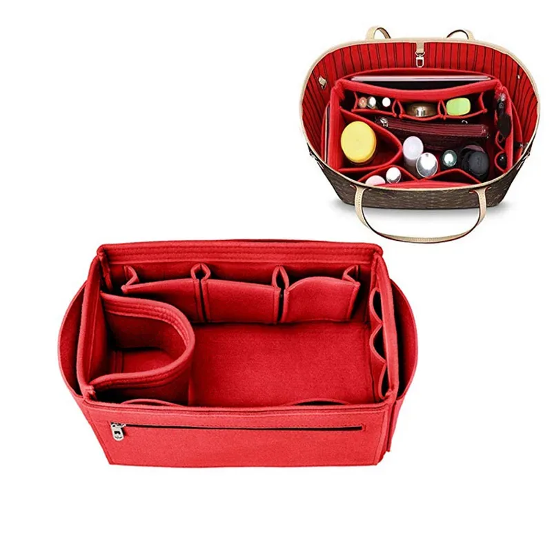 Organisateur de maquillage, sac à main en tissu feutré, sac d'insertion, sac à main intérieur de voyage, sacs à cosmétiques portables adaptés à Speedy Neverfull