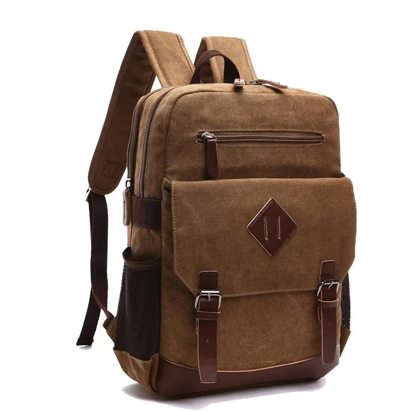Sac à dos vintage en toile pour homme, grand format, compatible avec la plupart des ordinateurs portables de 15,6 pouces, sac d'école, sac de randonnée, sac de voyage