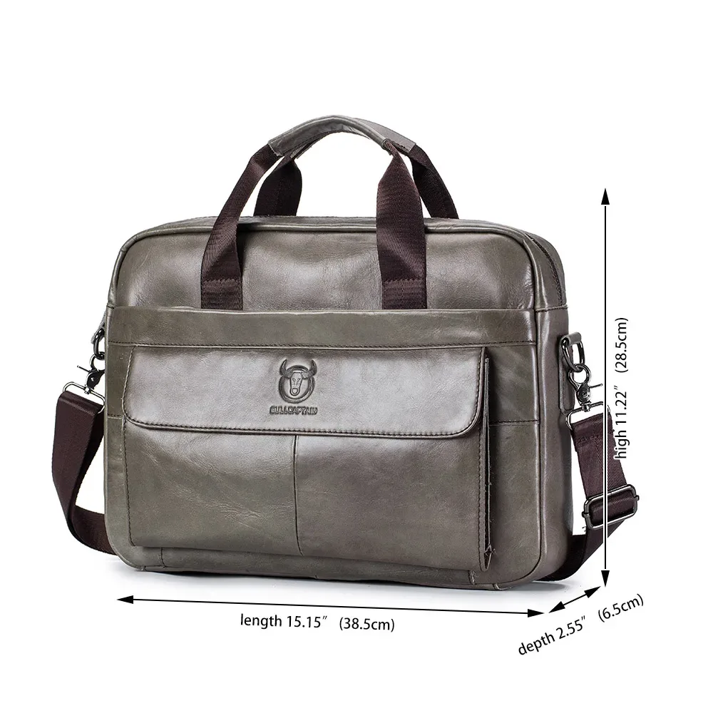 bullcaptain sac pour hommes en cuir véritable porte-documents pour ordinateur portable 14 messager sac en cuir pour hommes portefeuille d'affaires pour document a4