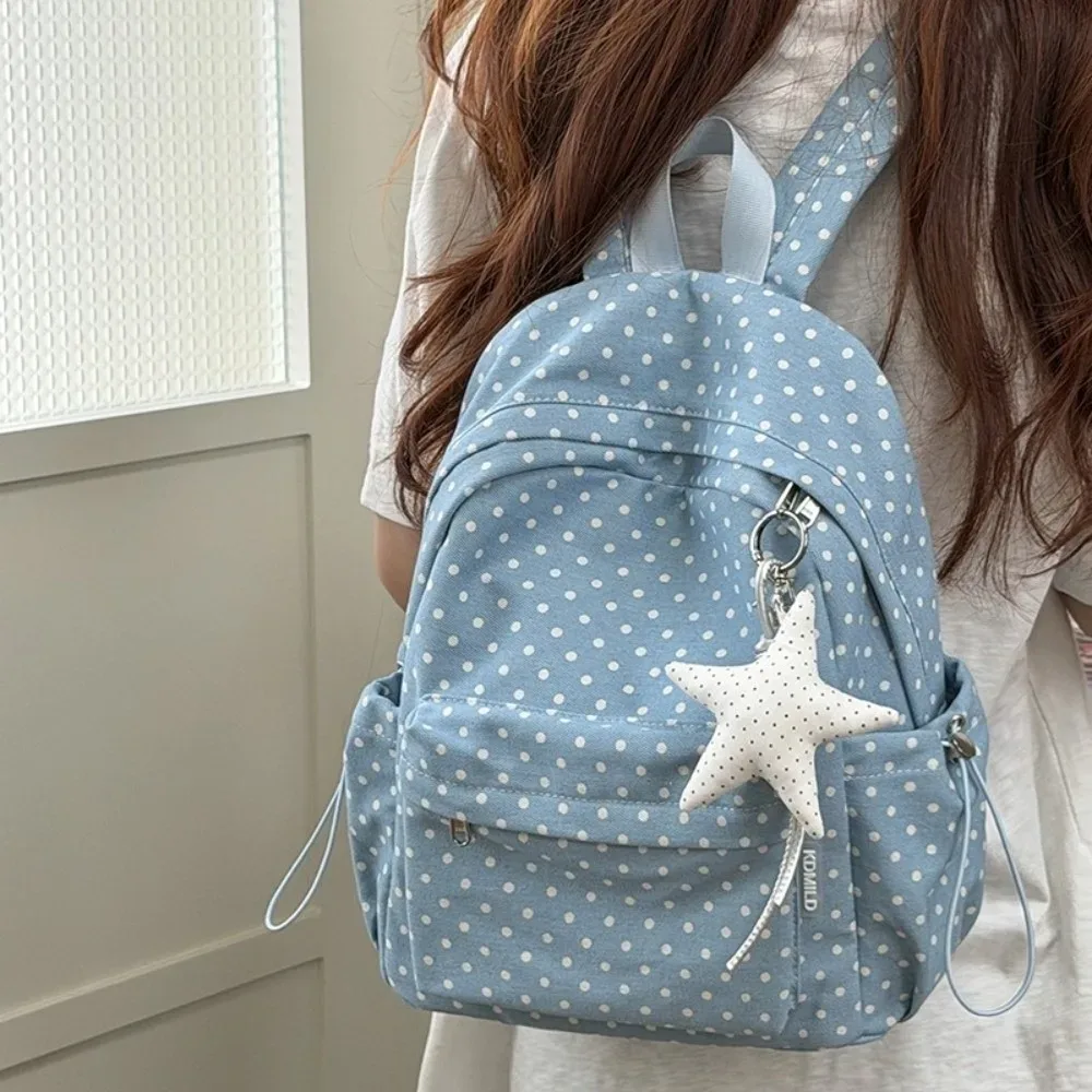 sac à dos scolaire tendance à motif à pois, grande capacité, léger, sac de voyage décontracté, nouveau sac à dos minimaliste de voyage