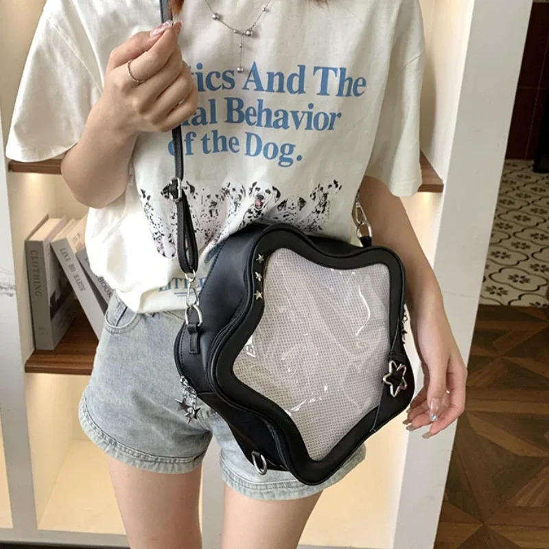 sac à dos étoile jaune en cuir pu, sac à bandoulière mignon pour adolescente kawaii, cartable pour femmes, sac à dos y2k épicé pour fille, sac à dos de voyage