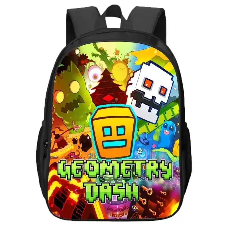 sac à dos double couche geometry dash pour élèves et enfants du primaire et du secondaire