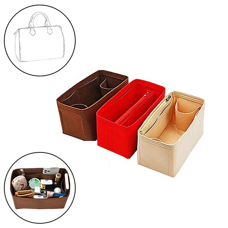 sac à main en feutre pour insertion de gril, sacoche pour cosmétiques portables, accessoire de voyage, 25, 30, 35