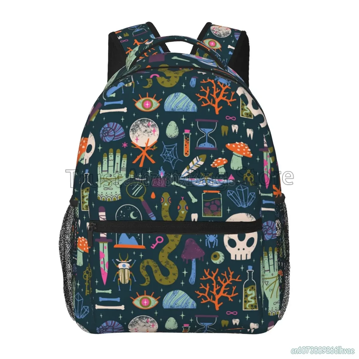 noir sorcière crâne lune divination sacs à dos école livre sacs étanche étudiant sac à dos pour ordinateur portable décontracté voyage sport sacs à dos