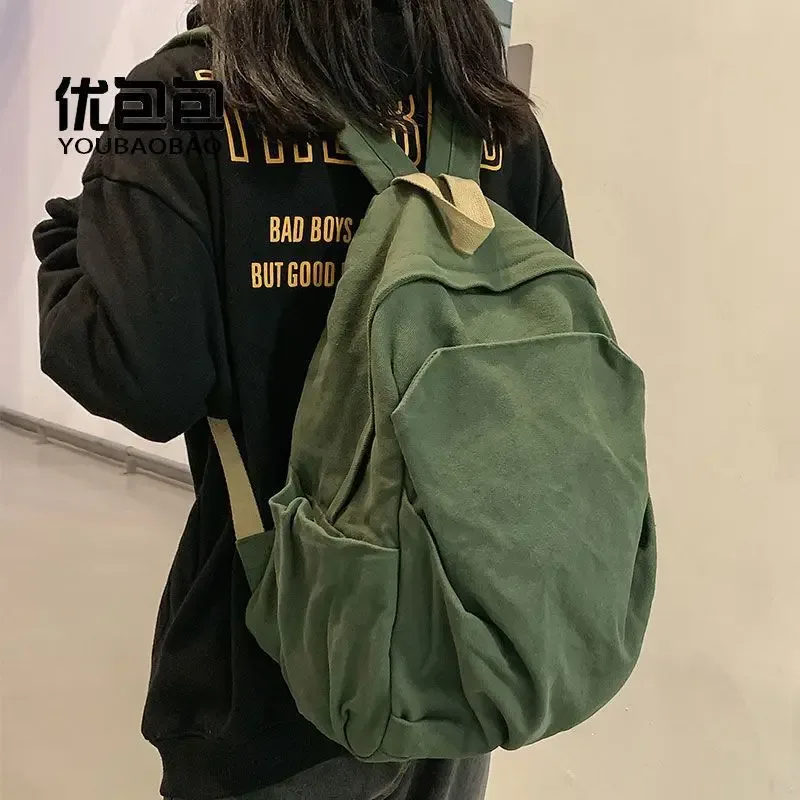 sac à dos décontracté en toile lavée grande capacité pour femme, sac à dos souple et minimaliste pour étudiants, trajets quotidiens et voyages