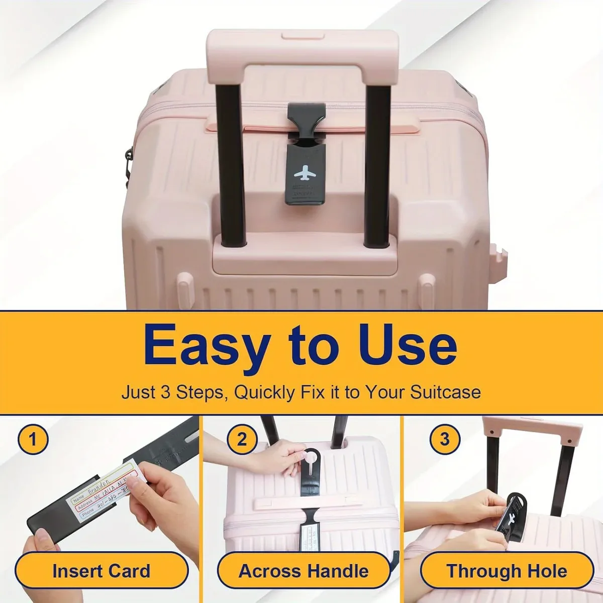 étiquettes de bagage d'identification anti-perte de couleurs mélangées, accessoires de voyage, étiquette de bagage d'avion durable, étiquette de bagage de voyage 6 pièces