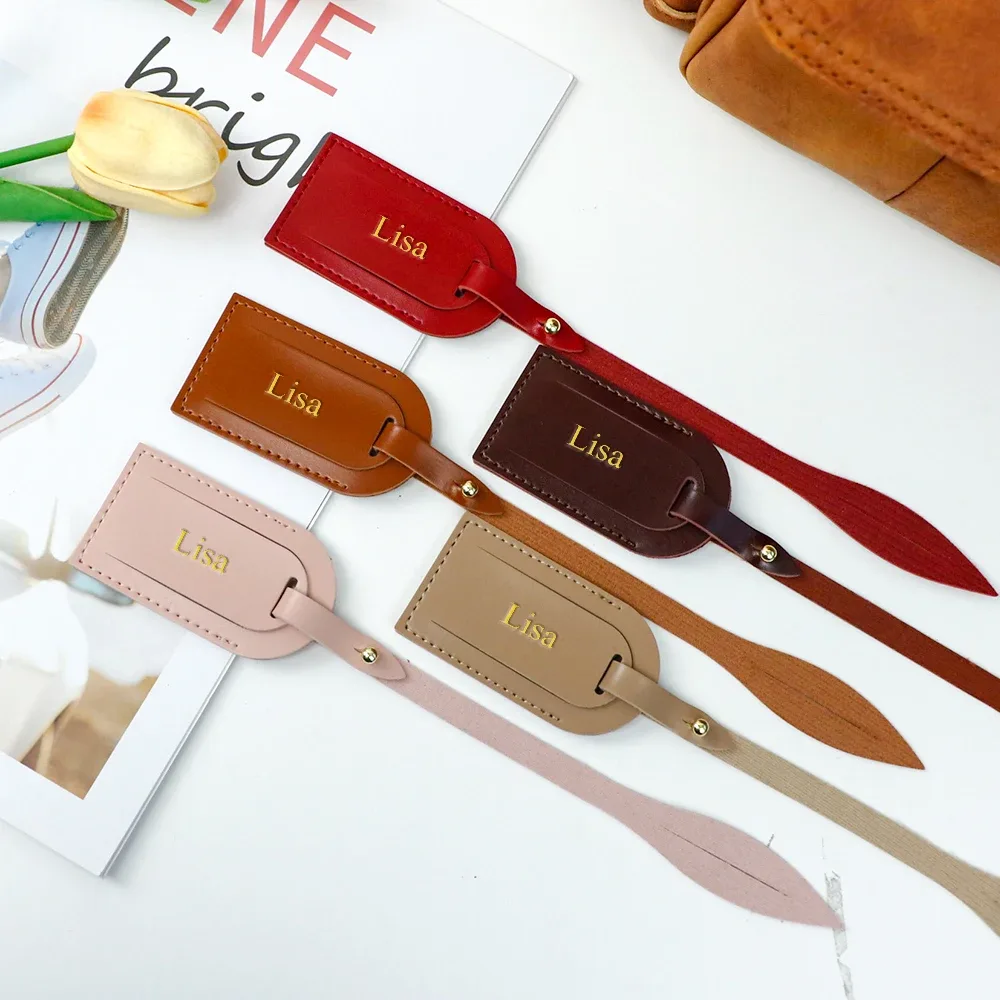 étiquettes de bagages, cartes d'embarquement et plaques d'identification personnalisées en cuir pu haut de gamme et simples pour valises