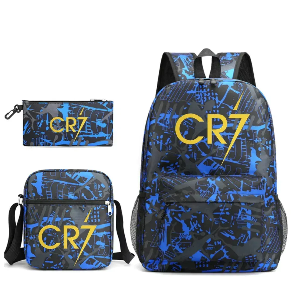 nouveaux sacs à dos cr7 3 pièces, style simple, légers, pour garçons et filles, sacs d'école, grande capacité, sacs à dos pour ordinateur portable pour adolescents, femmes et hommes, sacs de voyage