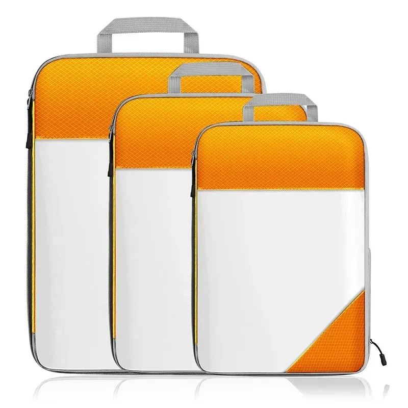sac de rangement semi-transparent tup pliable et étanche pour voyage, ensemble de sacs de rangement portables pour bagages, matériau en nylon du menton continental