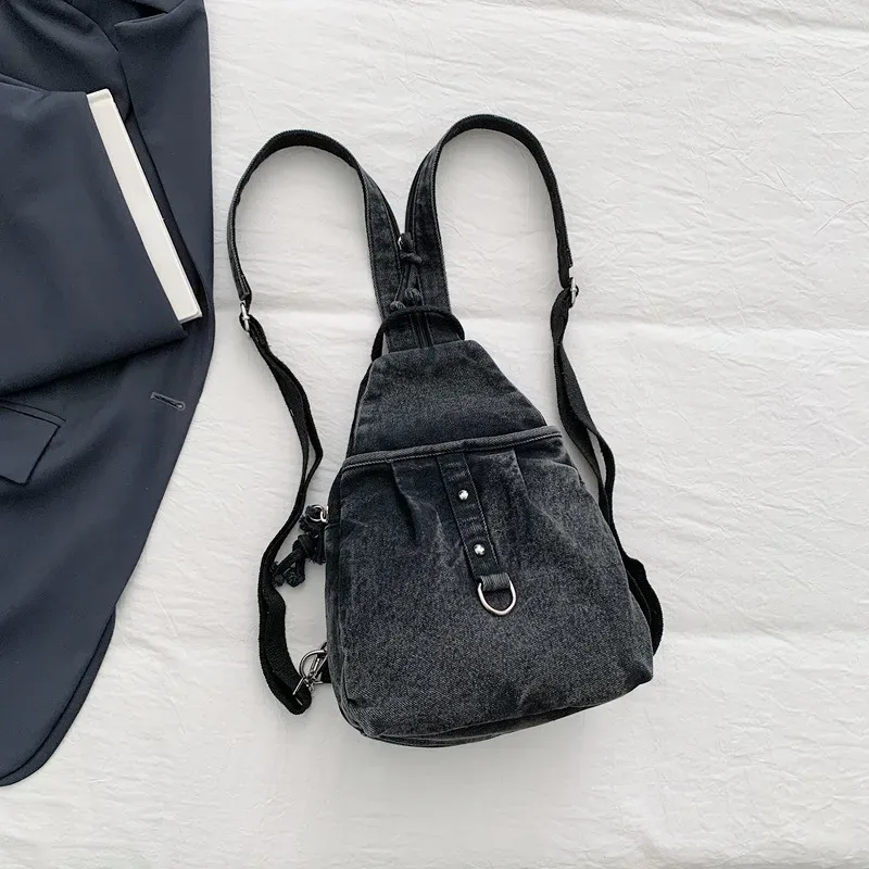 nouveau sac à dos en jean lavable tendance, sac à bandoulière décontracté multifonctionnel, sac de transport polyvalent et élégant