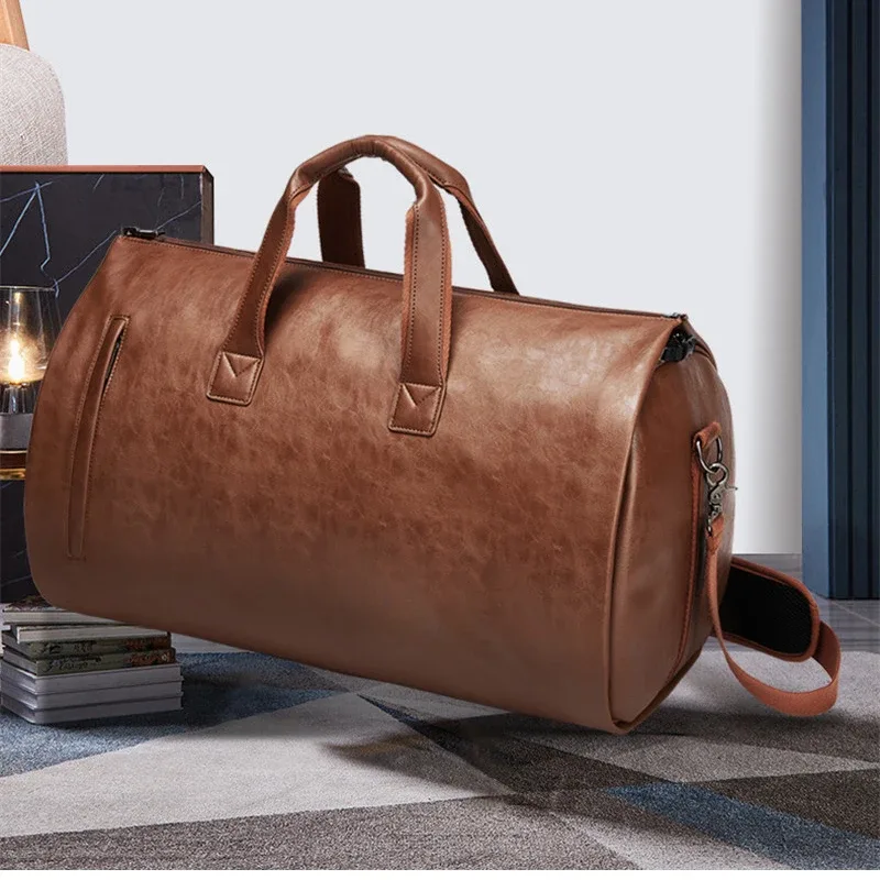 xmessun nouveau sac de voyage portable pour hommes marque de créateur en cuir pu grande capacité bagages pliant sac de costume sac à bandoulière