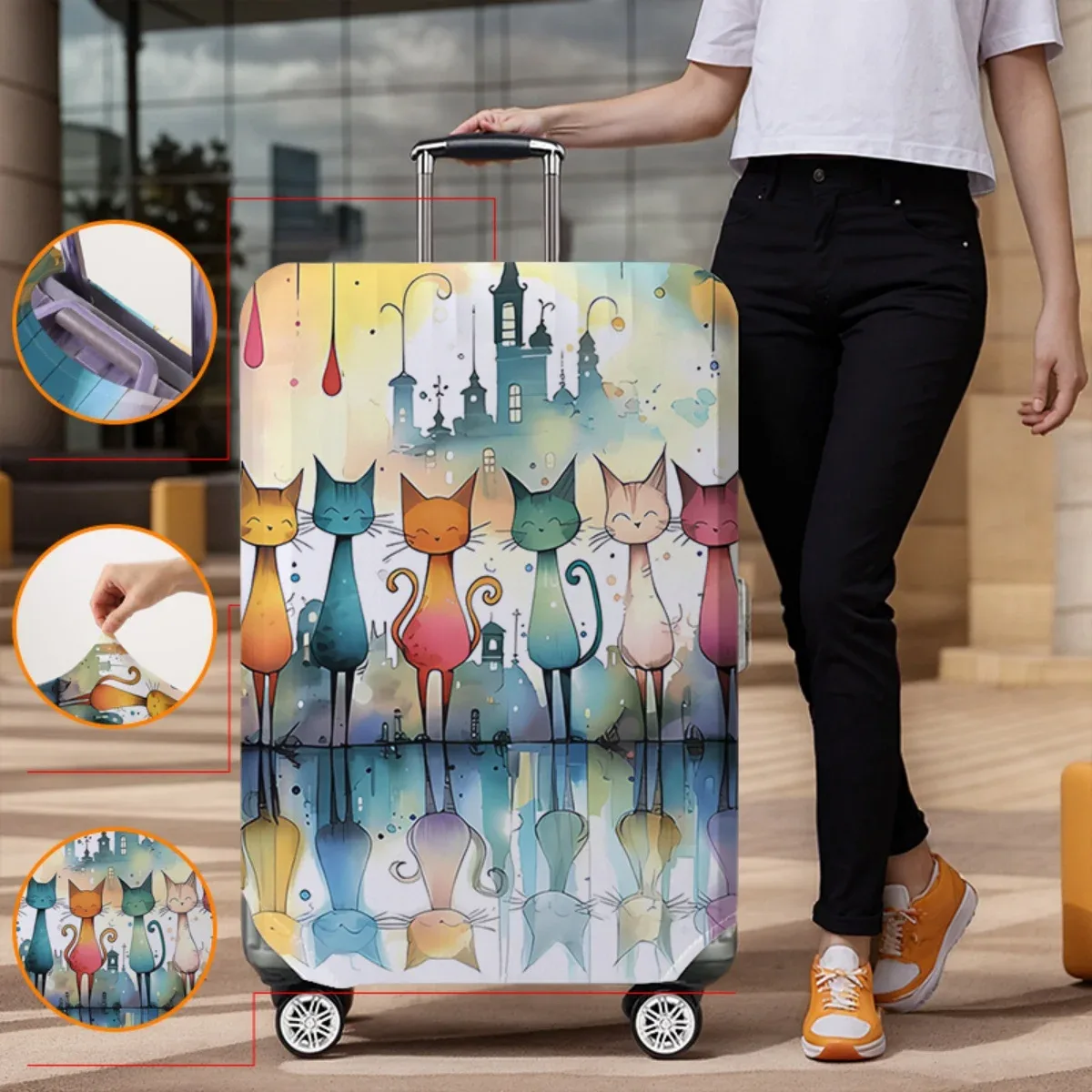 Housse de protection pour bagages avec imprimé de dessin animé