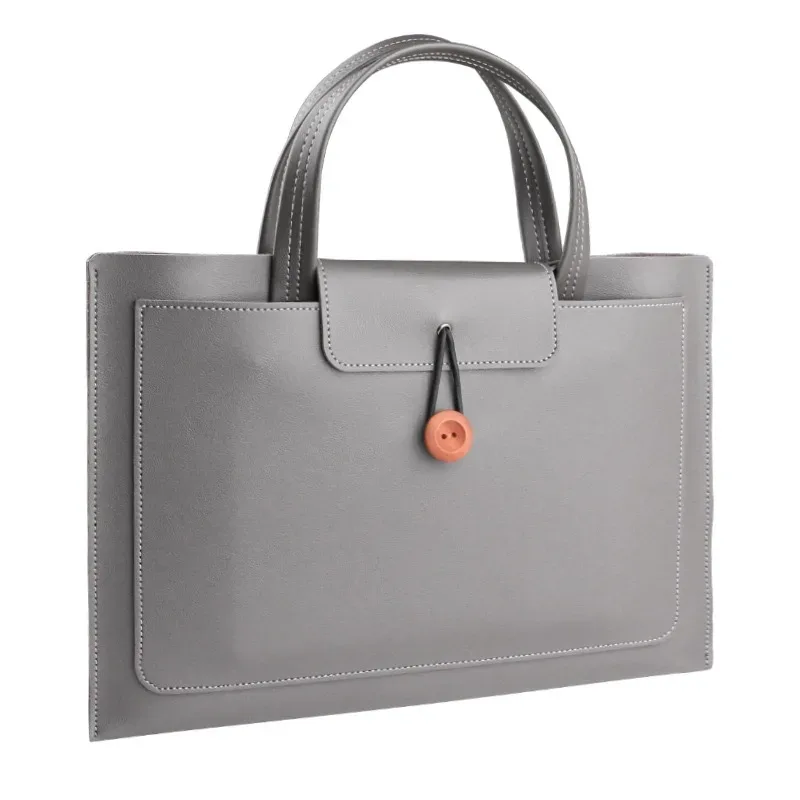 porte-documents/sac à main en cuir lisse avec initiales monogrammées, grande capacité, pour ordinateurs portables apple macbook 14 pouces et huawei 16 pouces