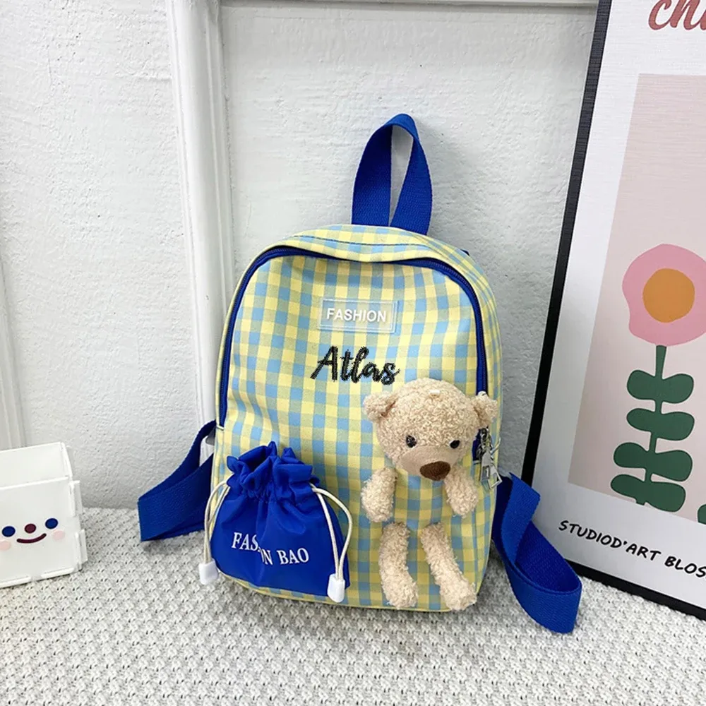 sac à dos brodé personnalisé pour enfants, sac de princesse mignon avec nom, cadeau little bear, été, nouveau
