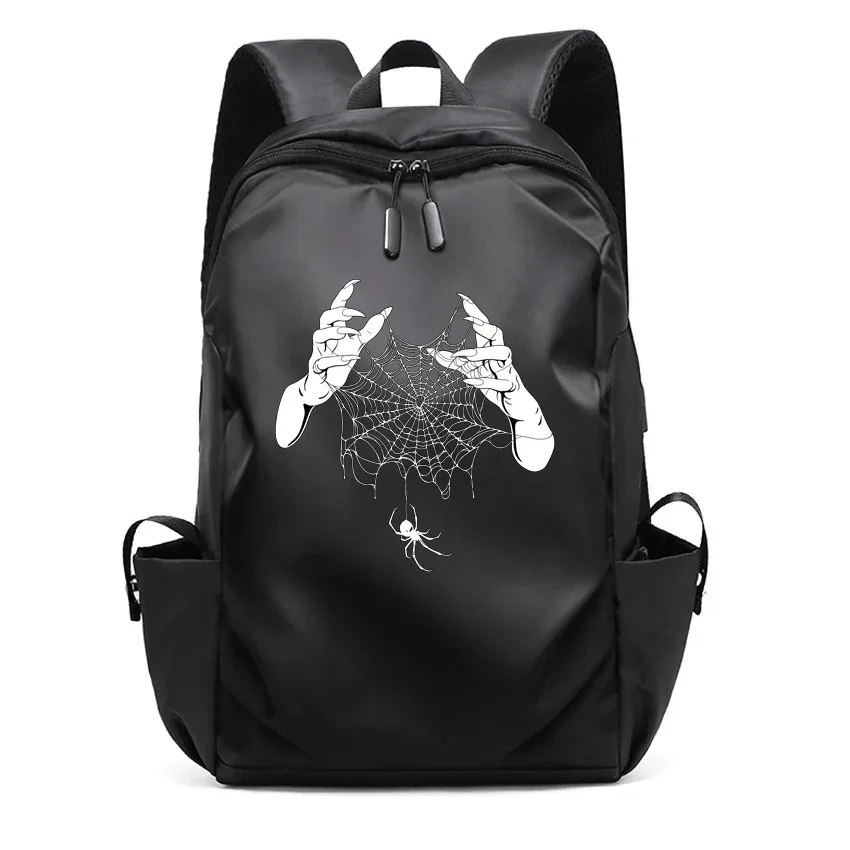 sacs à dos pour ordinateur portable imprimés motif araignée pour hommes, sacs d'école noirs pour adolescents, filles et garçons, sac à dos universitaire avec chargement usb