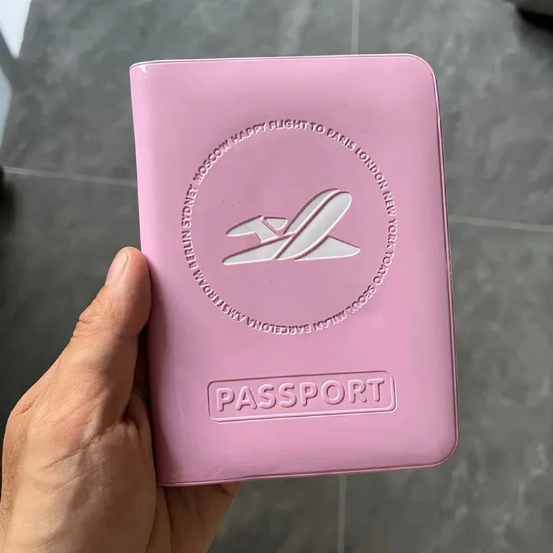 porte-passeport en pvc pour femme, design 3d rose, étanche, accessoires de voyage, avion