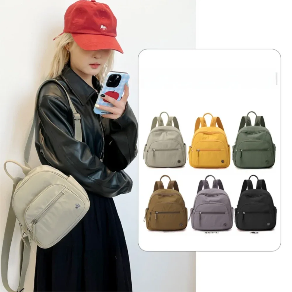 sac à dos décontracté en nylon de couleur unie, léger, à double fermeture éclair, sac à bandoulière de grande capacité, sac à dos de voyage