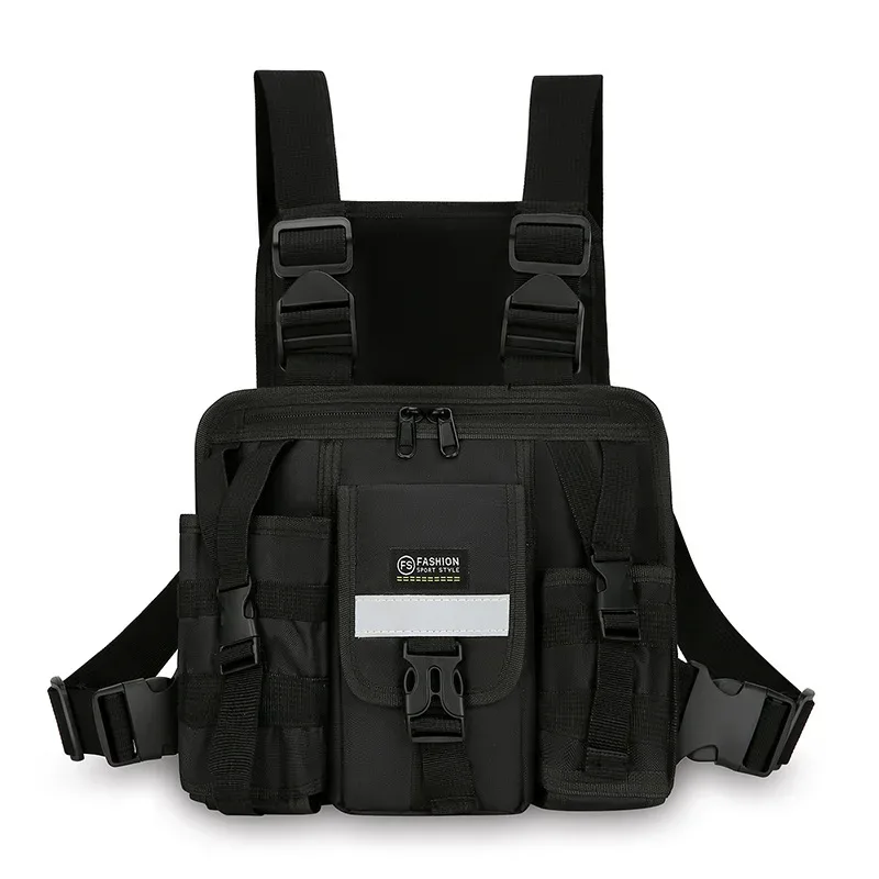 sac de gilet tactique pour hommes – sac de poitrine de travail de grande capacité, sac à dos à bandoulière décontracté multi-poches