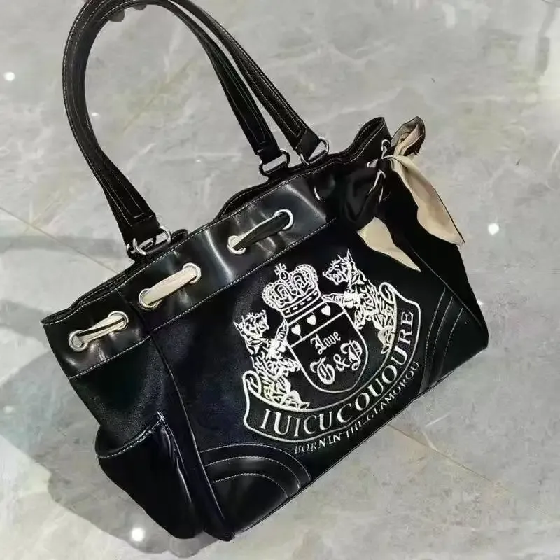 sac fourre-tout vintage tendance, nouvelle couleur contrastée, broderie alphabet y2k, grande capacité, sacs à dos polyvalents noirs pour femmes