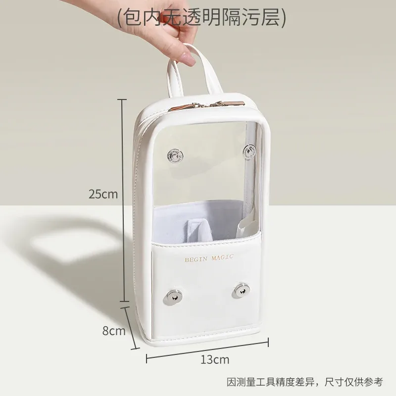 organisateur de pinceaux de maquillage transparent pliable, sac de rangement de cosmétiques de grande capacité avec conception debout, étui à cosmétiques de voyage portable