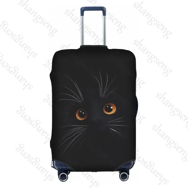 housse de protection élastique épaisse pour bagages, chat noir de dessin animé mignon, combinaison à fermeture éclair pour sac de 18 à 32 pouces, housse de chariot pour valise de voyage