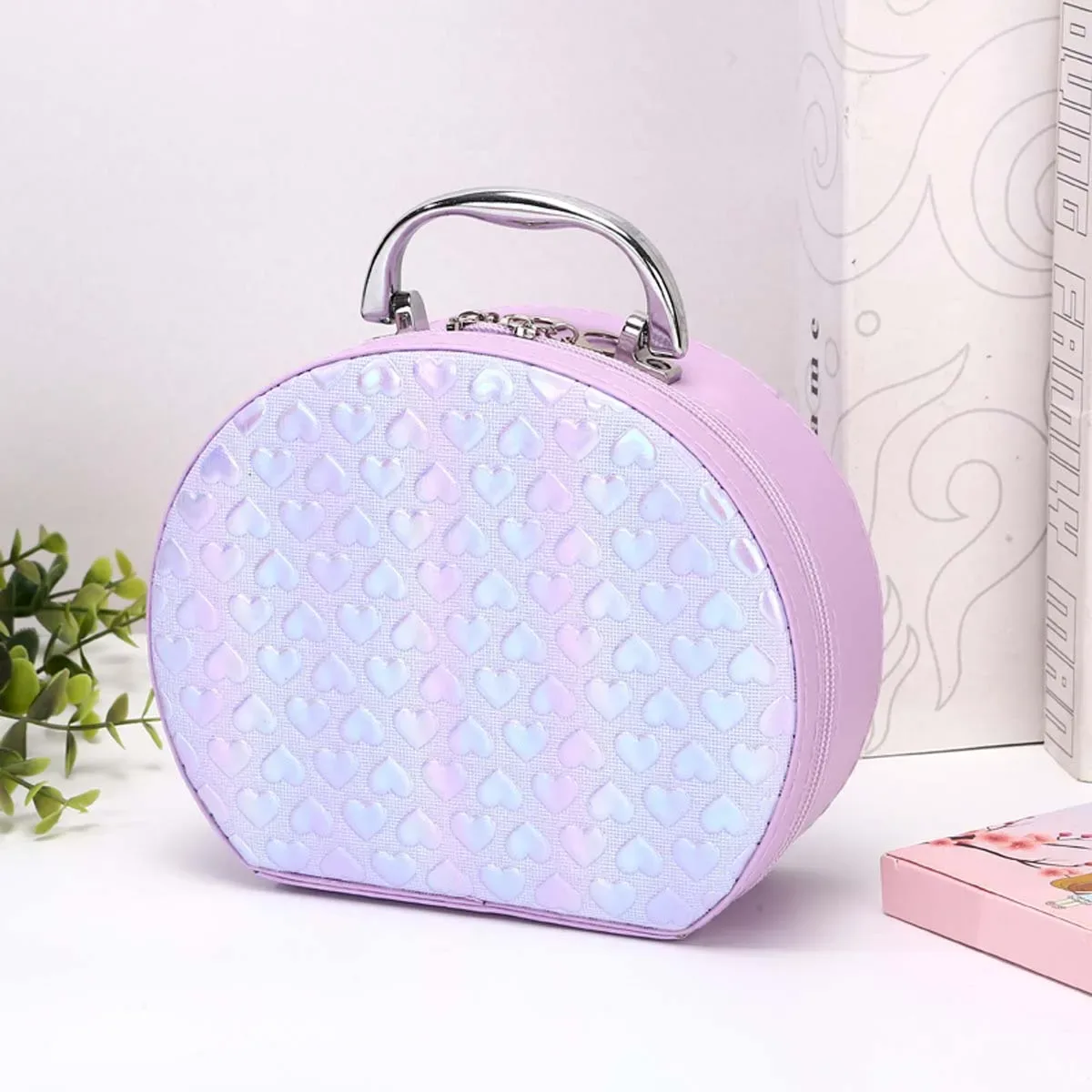 trousse de maquillage portable en forme de cœur pour femme, sac de rangement portable, grande capacité, trousse de voyage, trousse à pinceaux de maquillage, nouveau