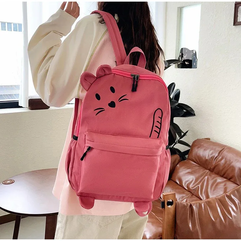 sac à dos scolaire mignon de style coréen, grande capacité, léger, en nylon, sac à dos décontracté pour étudiants, sac de voyage, sac pour ordinateur portable pour l'université