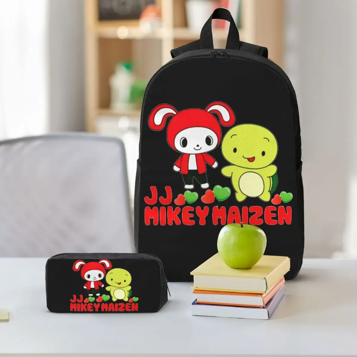 sac à dos jj mikey maizen pour étudiants, garçons et filles, sac d'école, sac à bandoulière pour ordinateur, 3 pièces, sac à lunch isotherme, trousse à crayons