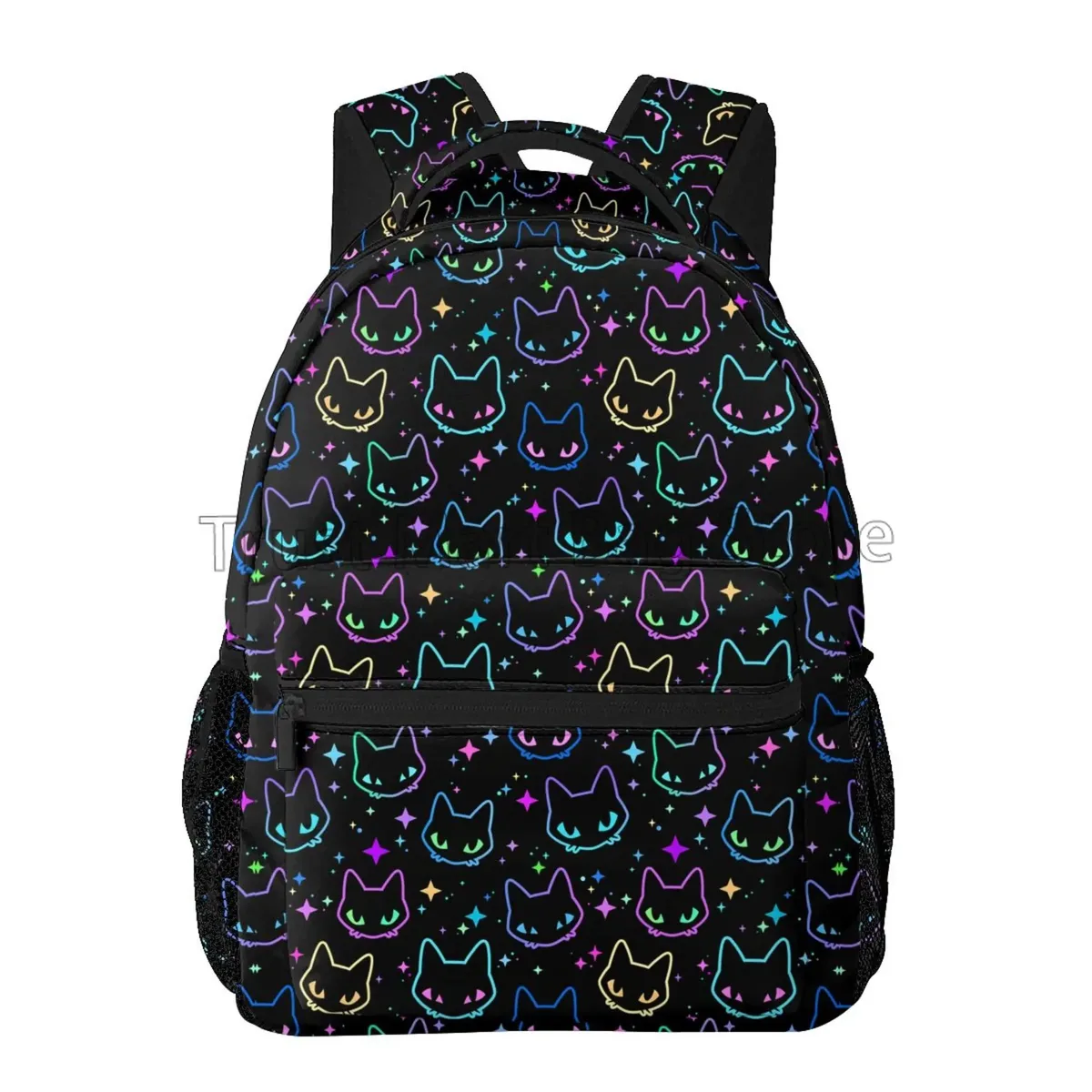 sac à dos têtes de chat colorées avec étoile brillante pour filles et garçons, cartable léger pour étudiants, sac à dos de voyage pour ordinateur portable, sac à dos de randonnée
