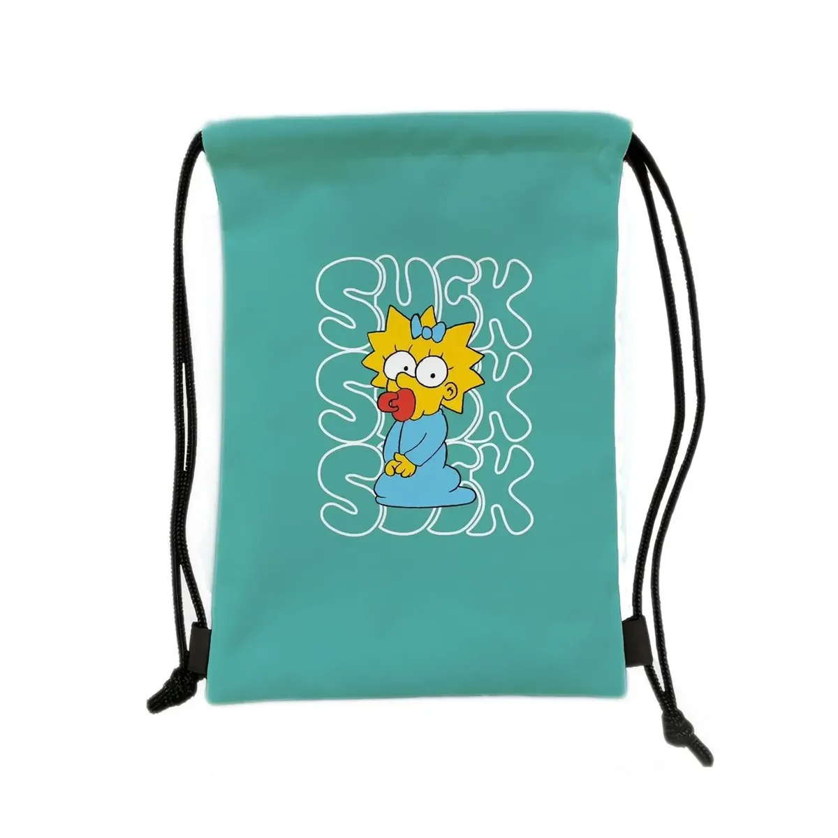 sac à dos de sport à cordon de serrage avec personnage jaune de dessin animé, imprimé garçon sur skateboard, sac de rangement portable pour voyage et shopping