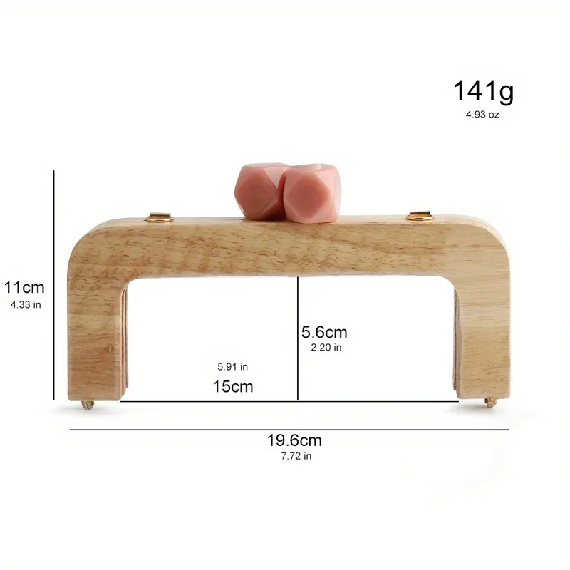 perles en bois de 19.6cm x 11cm, 1 pièce/2 pièces, serrure assortie, portefeuille mural, cadre de sac à main, poignée faite à la main avec perles colorées, pièces de rechange