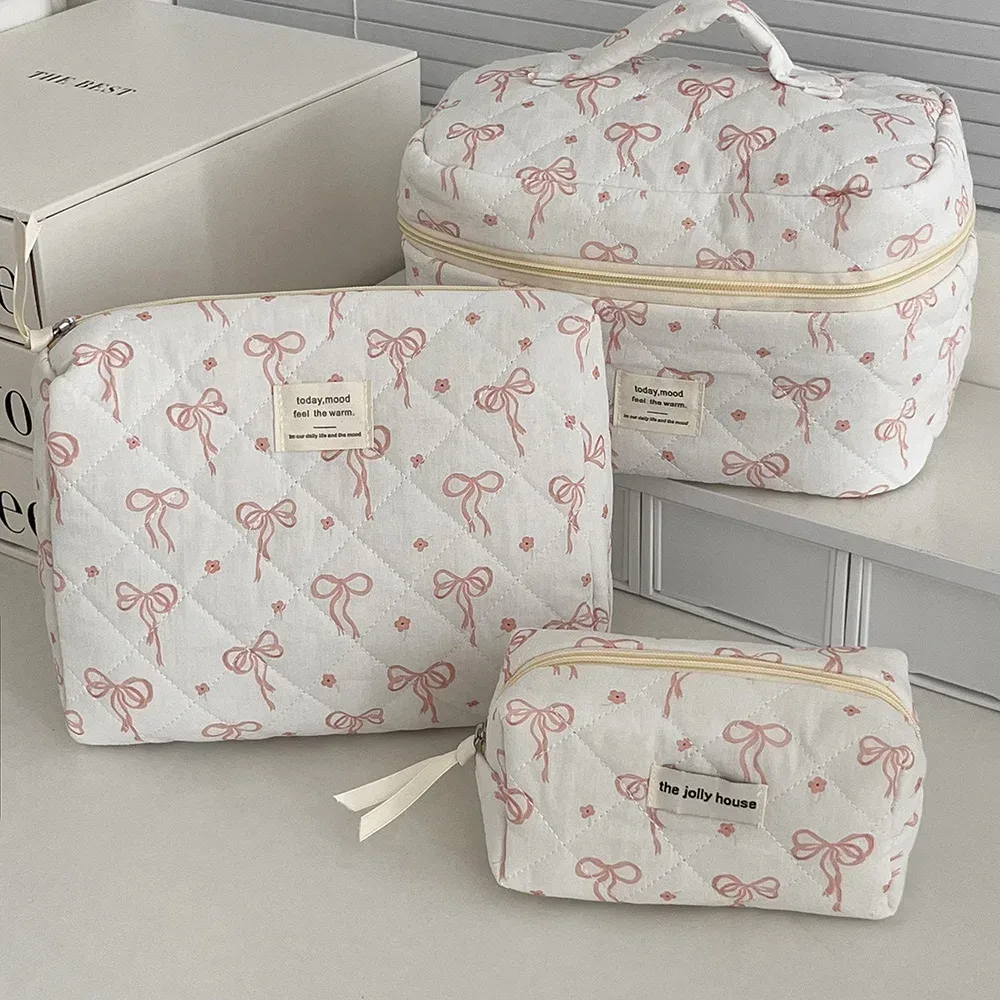 2025 nouveau 3 sacs ensemble femmes sac de maquillage grande capacité cosmétique toilette pochette de rangement sac à main maquillage carré fermeture éclair quilting sac