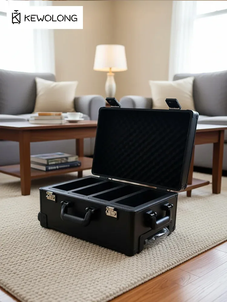 valise de rangement premium grande capacité pour cartes gradées 4 rangées, avec roulettes amovibles, pour collectionneurs