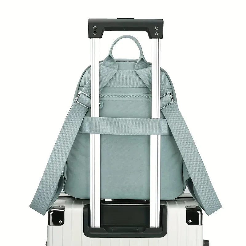 sac à dos en nylon de couleur unie, sac d'école de voyage léger, sac à dos de mode pour le travail, sac de voyage peut être accroché dans les bagages