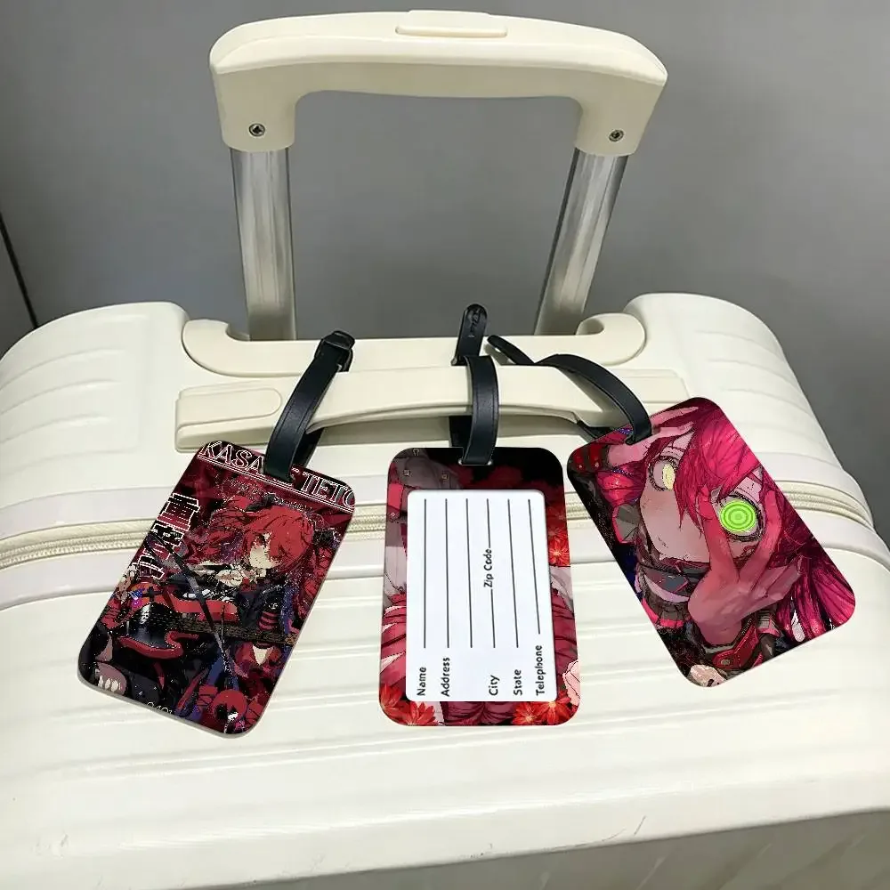 1 pièce étiquette d'identification de bagage en pvc populaire du chanteur virtuel kasane teto, porte-carte d'information anti-perte, étiquette nominative pour valise de voyage