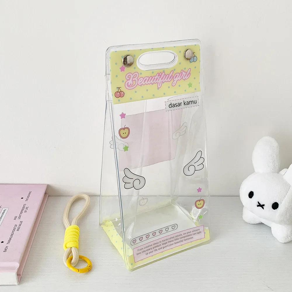 sac de rangement transparent pour poupée avec ailes d'ange, sac à bandoulière mignon pour fille, sac de présentation pour figurines décoratives, accessoires et cadeaux