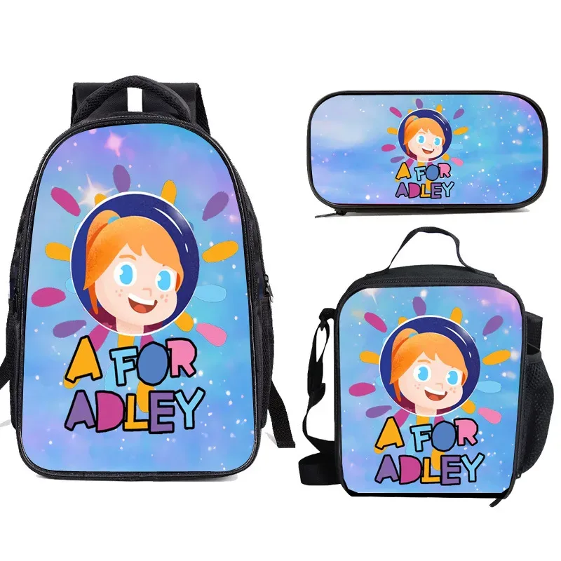 afor adley – sacs d'école classiques et populaires pour étudiants, impression 3d, 3 pièces/ensemble, sac à dos pour ordinateur portable, sac à déjeuner, trousse à crayons