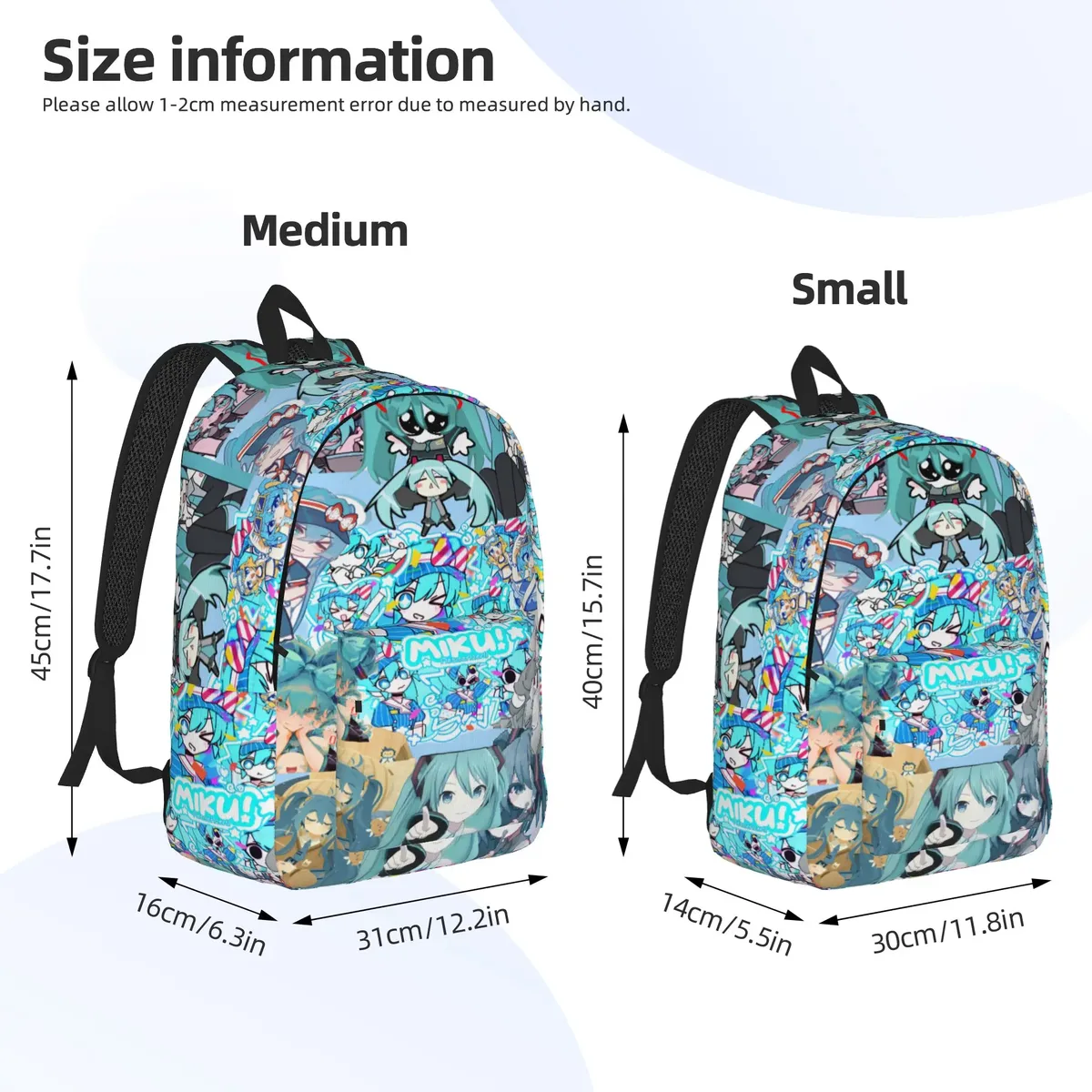 sac à dos hatsune miku pour hommes et femmes, sac à dos décontracté pour étudiants, randonnée, voyage, sac à bandoulière pour l'université, en plein air